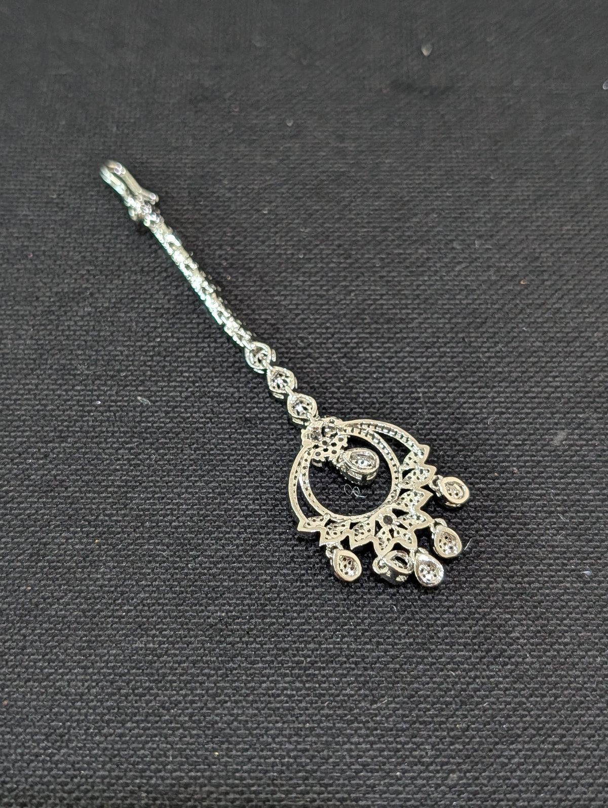 White CZ Diamond look chandbali Tikka