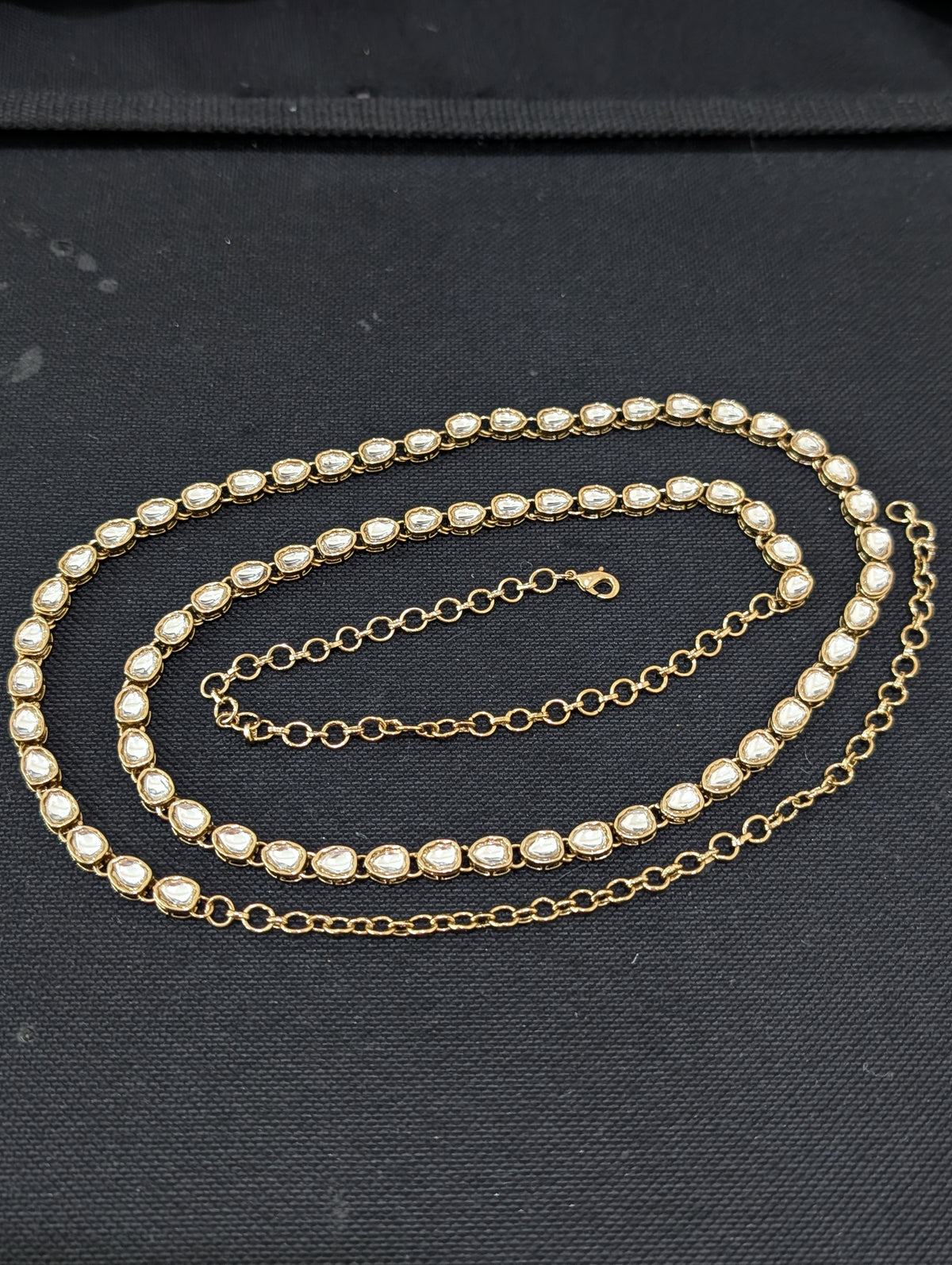 Mehandi Gold plated glass kundan Hip Chain / Waist Belt / Belly Chain
