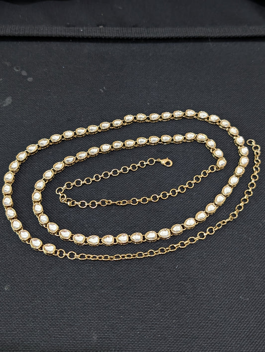 Mehandi Gold plated glass kundan Hip Chain / Waist Belt / Belly Chain