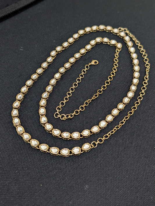 Mehandi Gold plated glass kundan Hip Chain / Waist Belt / Belly Chain