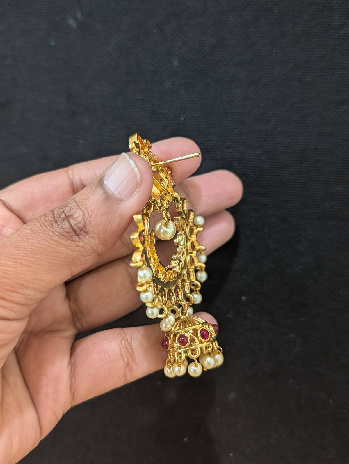 Peacock Kemp Chandbali Jhumka Earrings