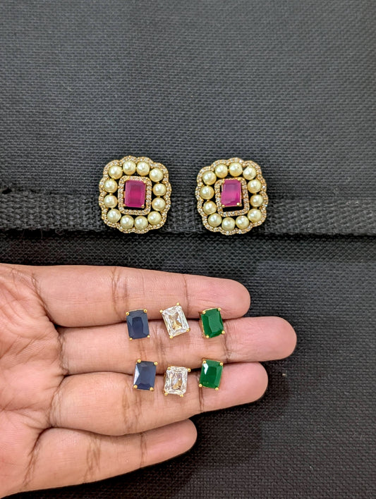 4 colors changing Antique Stud Earrings