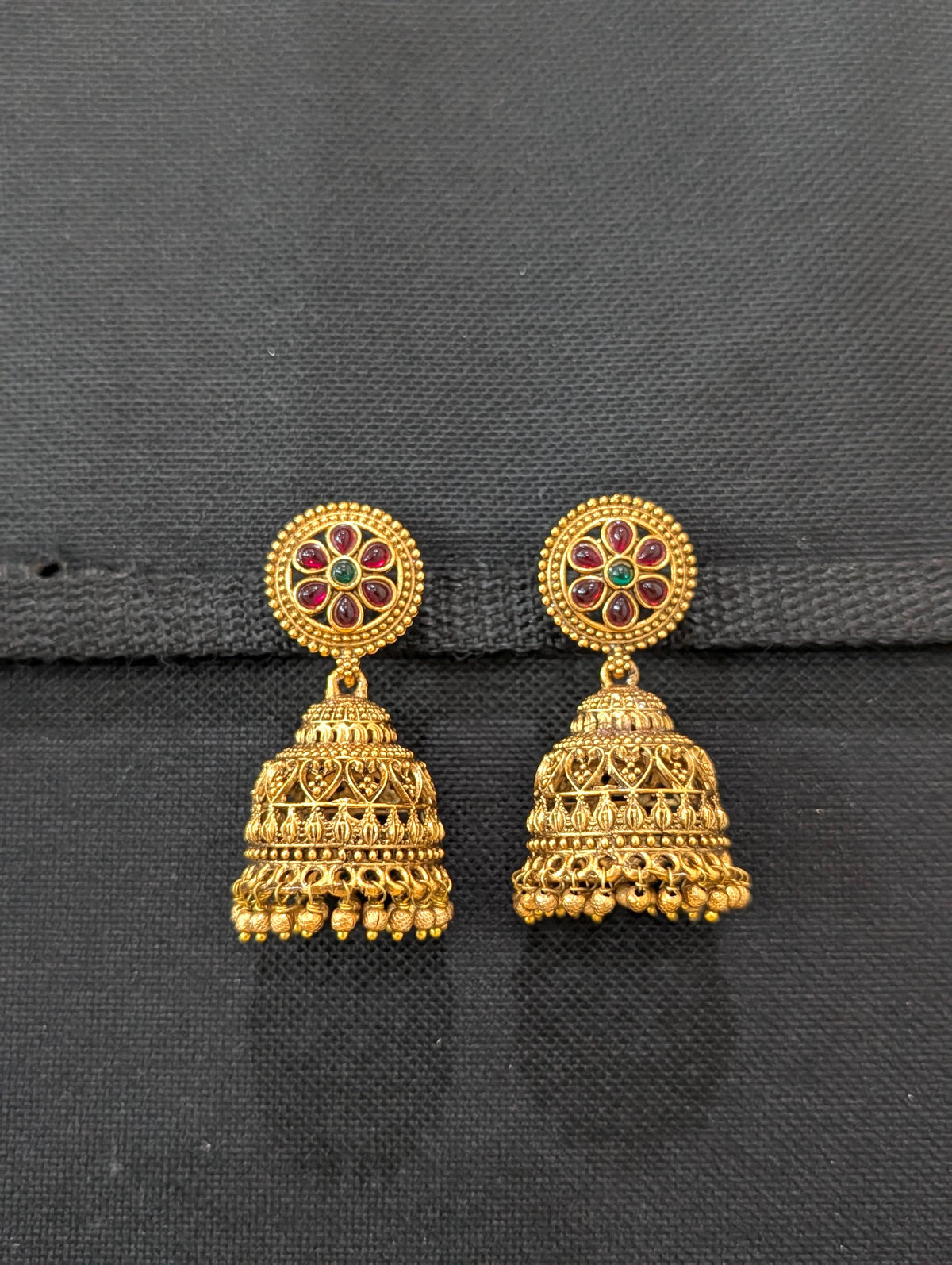 Antique gold plated Kemp Jhumki