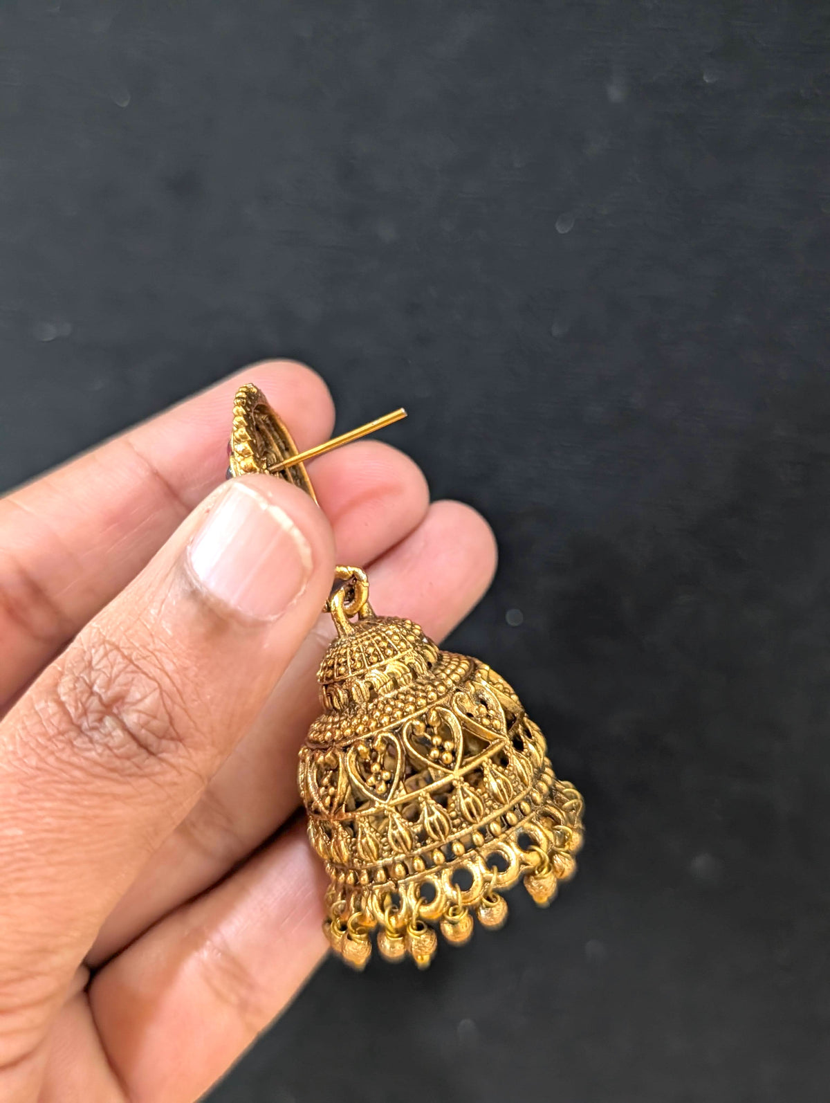 Antique gold plated Kemp Jhumki