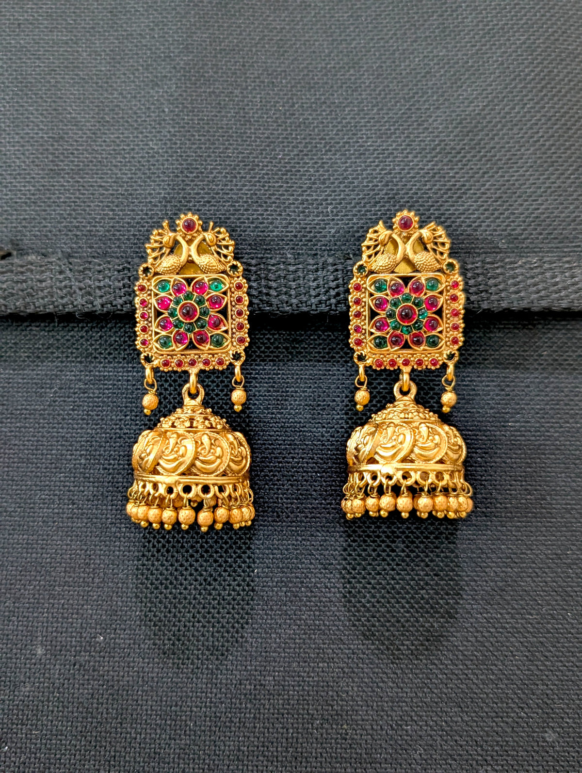 Orange gold plated Ganesh ji Kemp Jhumki