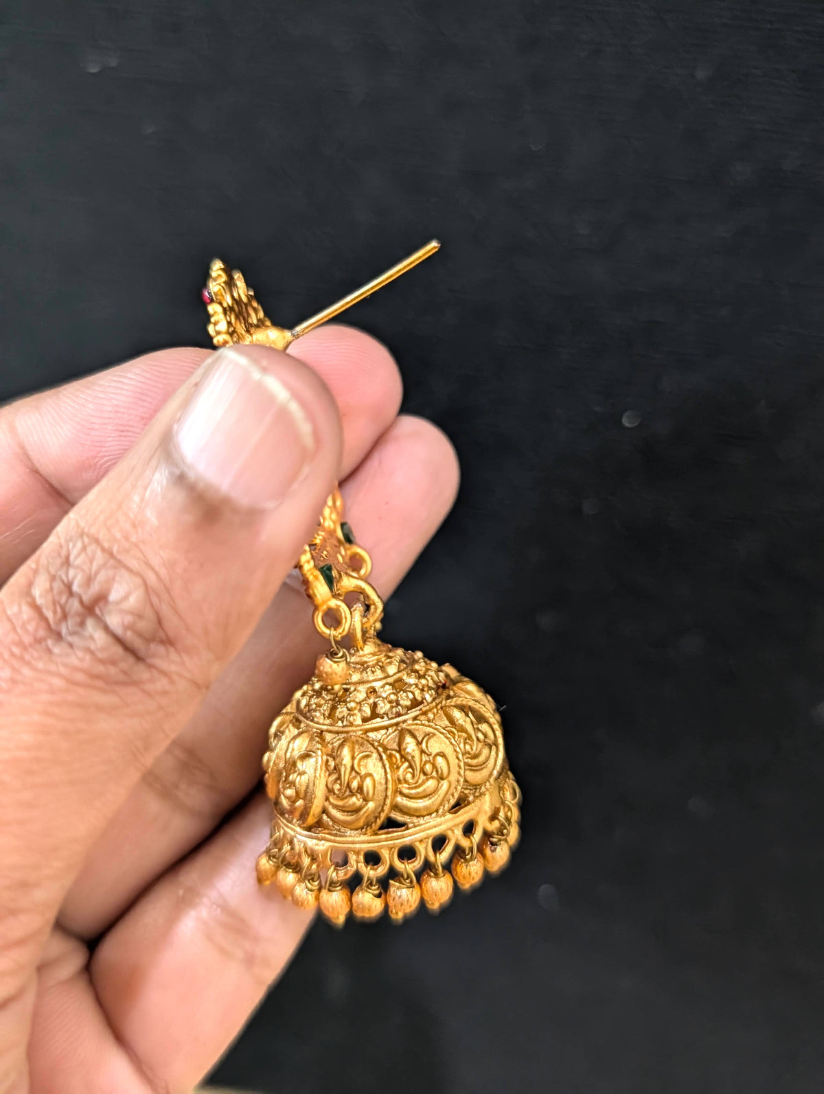 Orange gold plated Ganesh ji Kemp Jhumki
