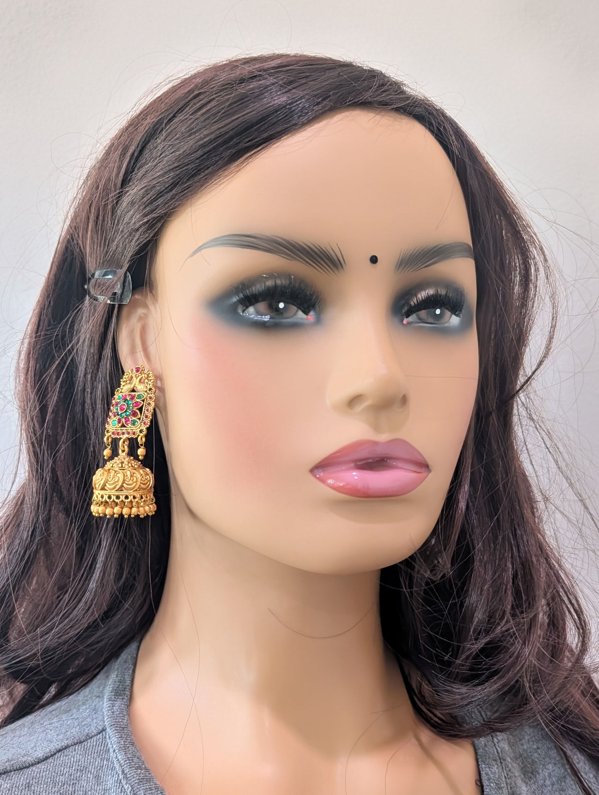 Orange gold plated Ganesh ji Kemp Jhumki