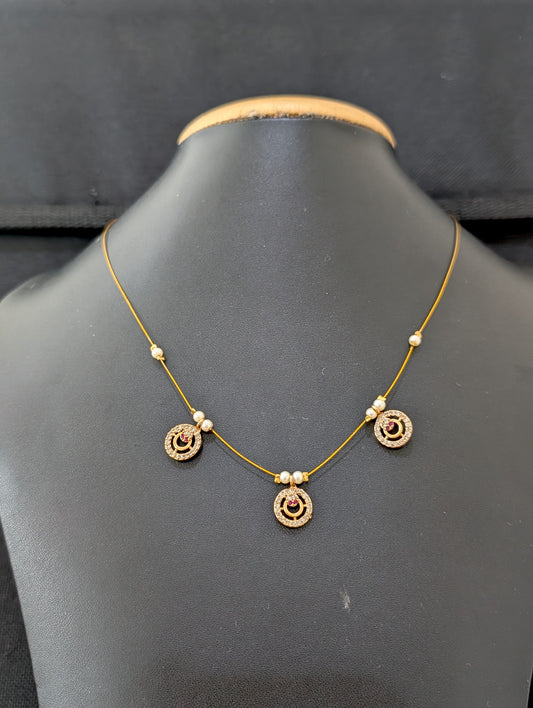 Minimalistic Antique Gold CZ Invisible Chain Necklace - Simpliful