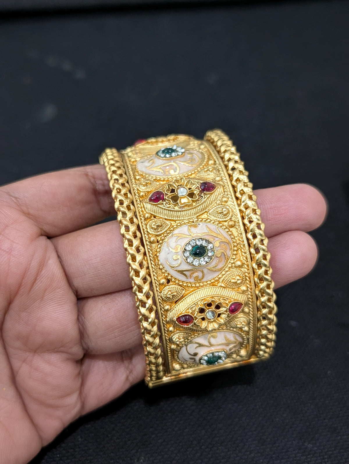 Rajwadi polish Traditional Broad Openable Bangles - 2x6 size