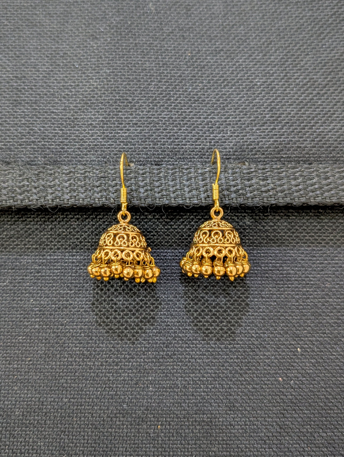 Gold plated hook drop small Jhumka Earrings
