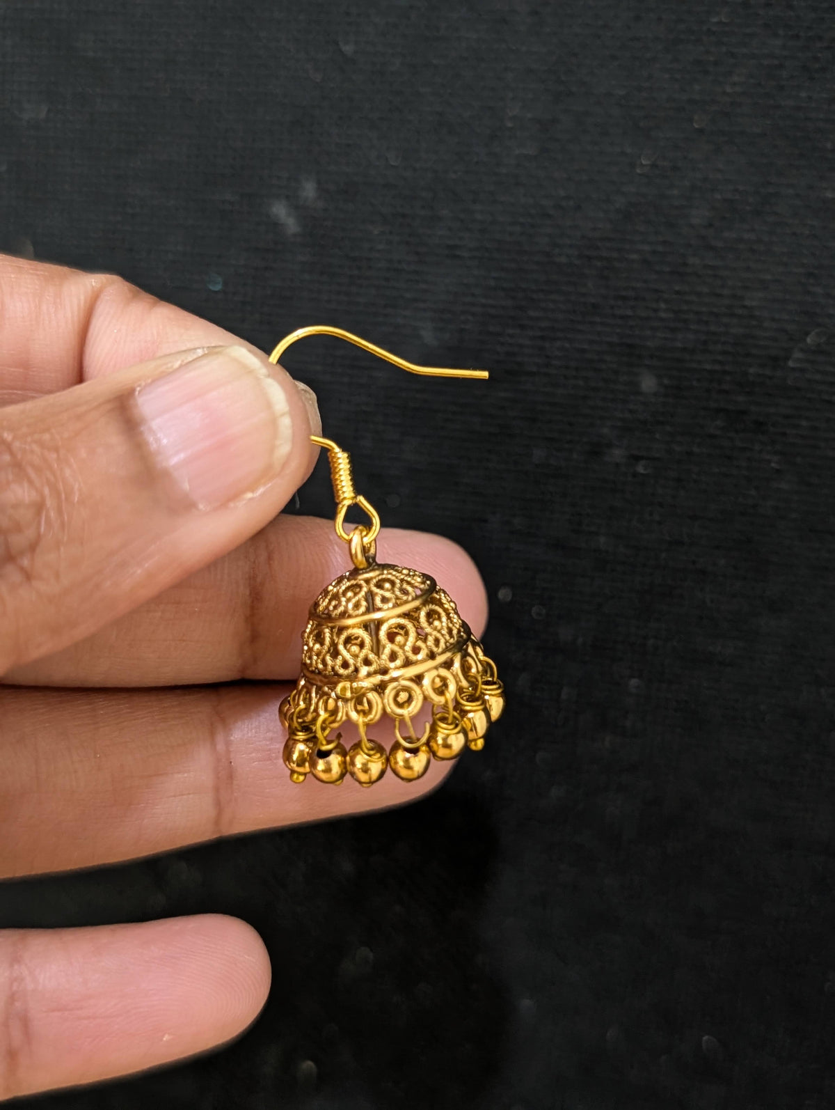 Gold plated hook drop small Jhumka Earrings