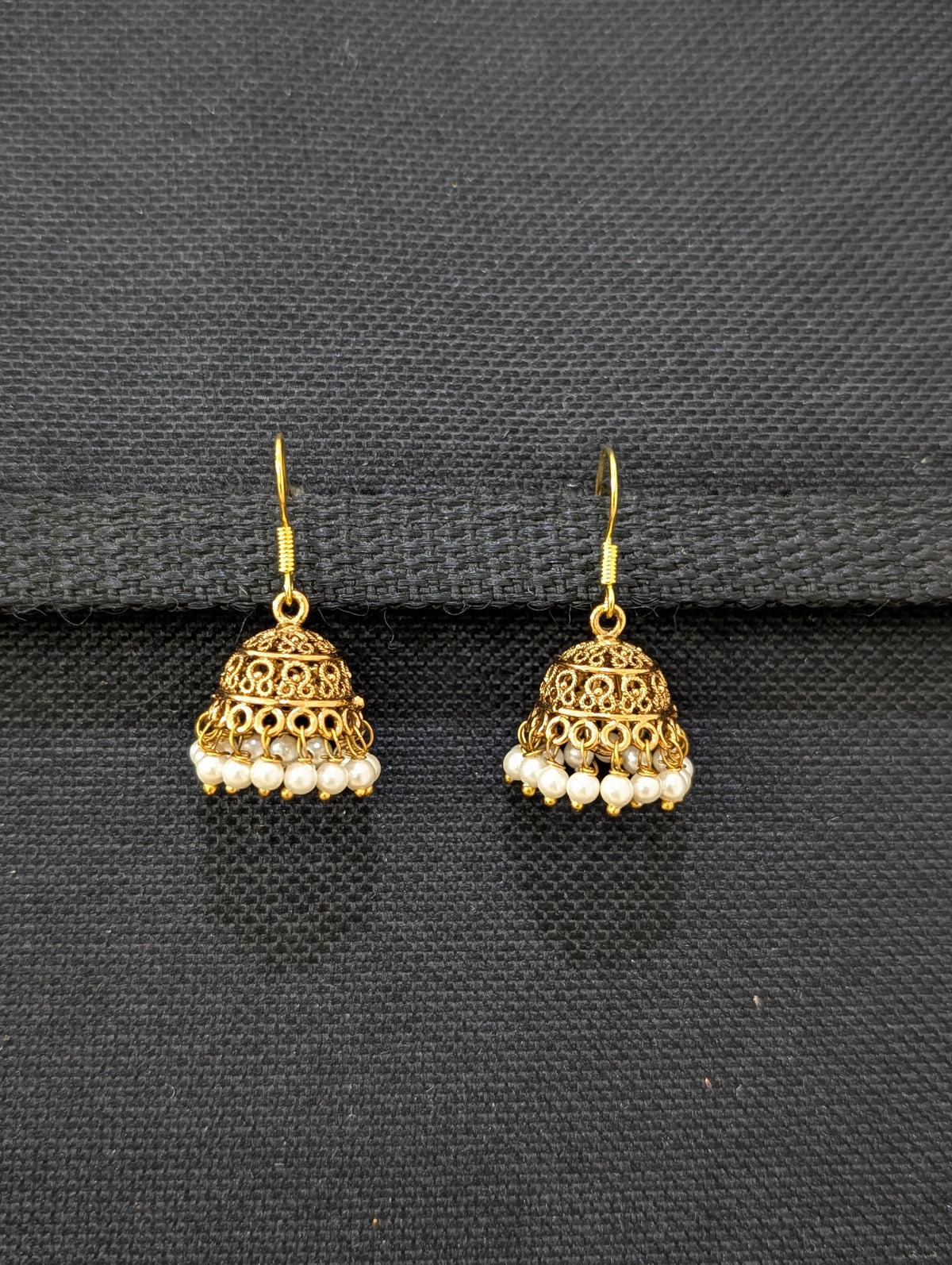 Gold plated hook drop small Jhumka Earrings