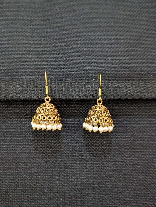 Gold plated hook drop small Jhumka Earrings