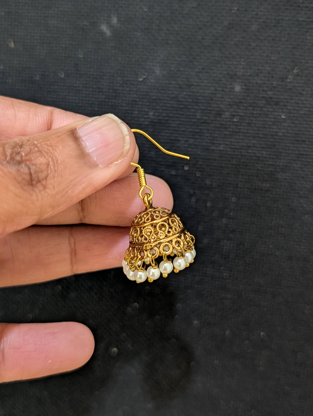 Gold plated hook drop small Jhumka Earrings