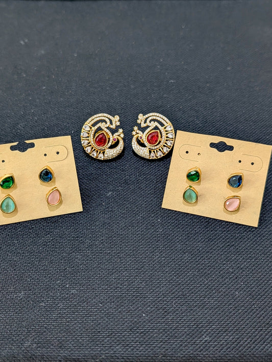 5 colors changing Antique Peacock Stud Earrings
