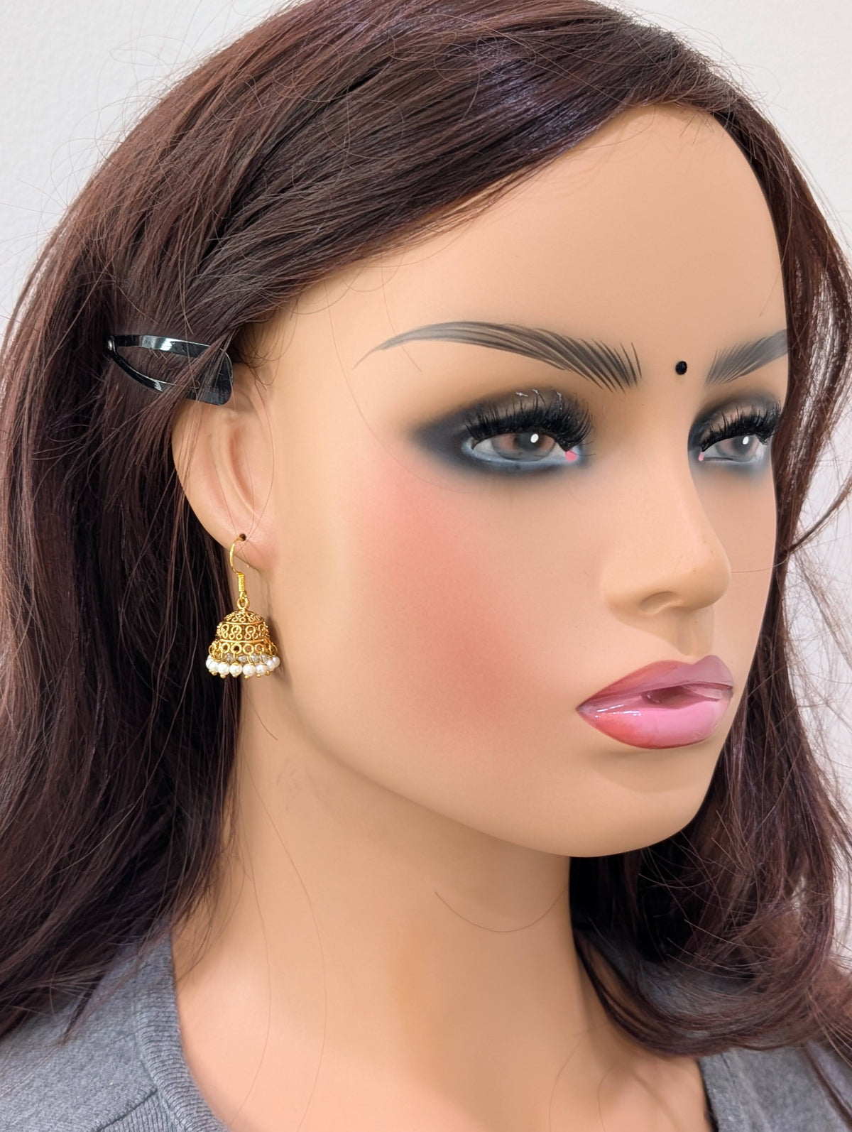 Gold plated hook drop small Jhumka Earrings
