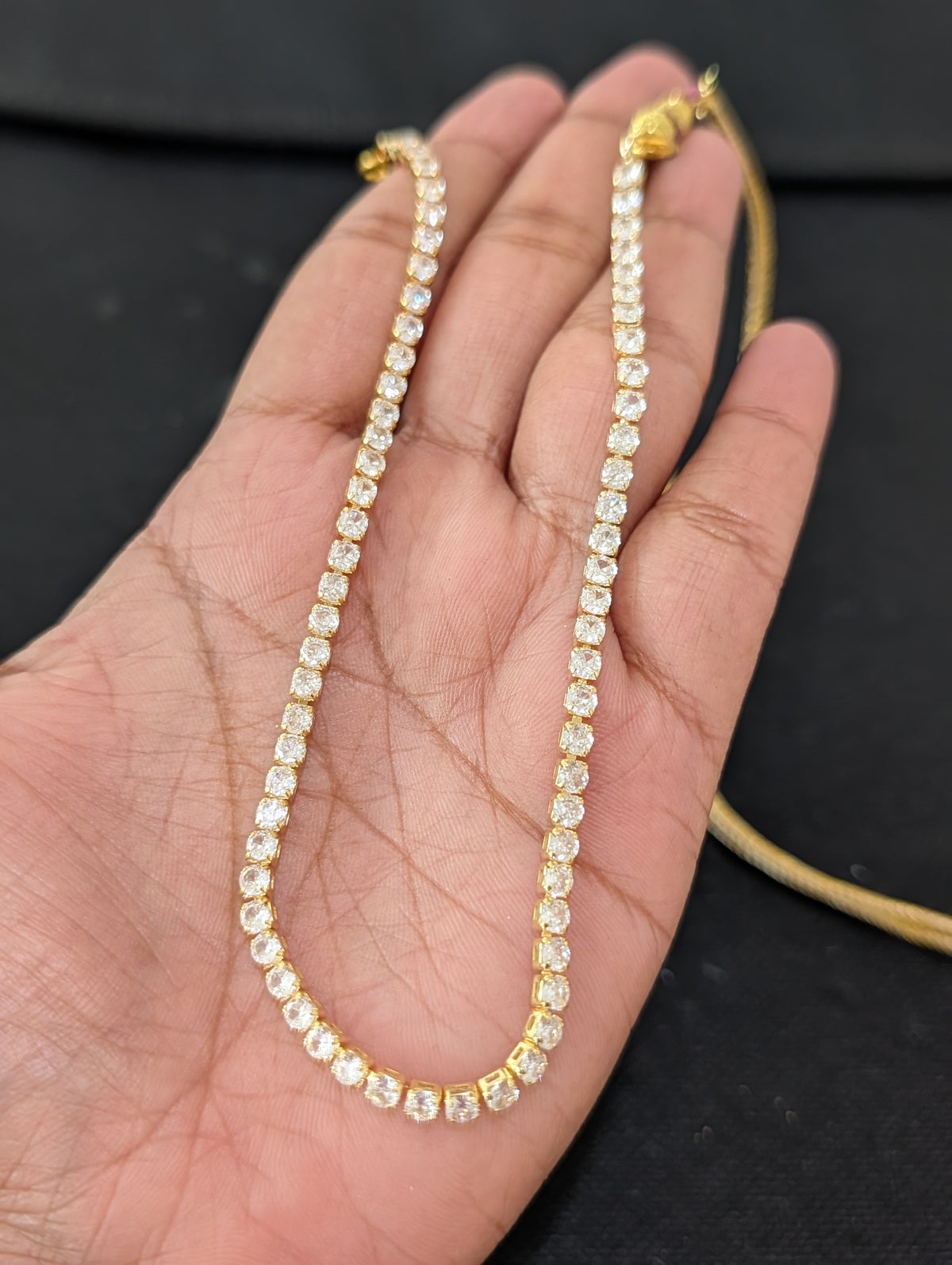 Light gold plated CZ Choker necklace