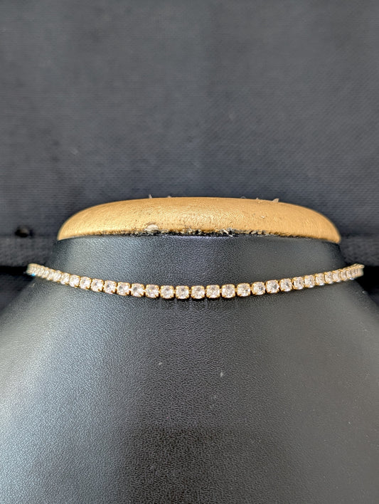Light gold plated CZ Choker necklace