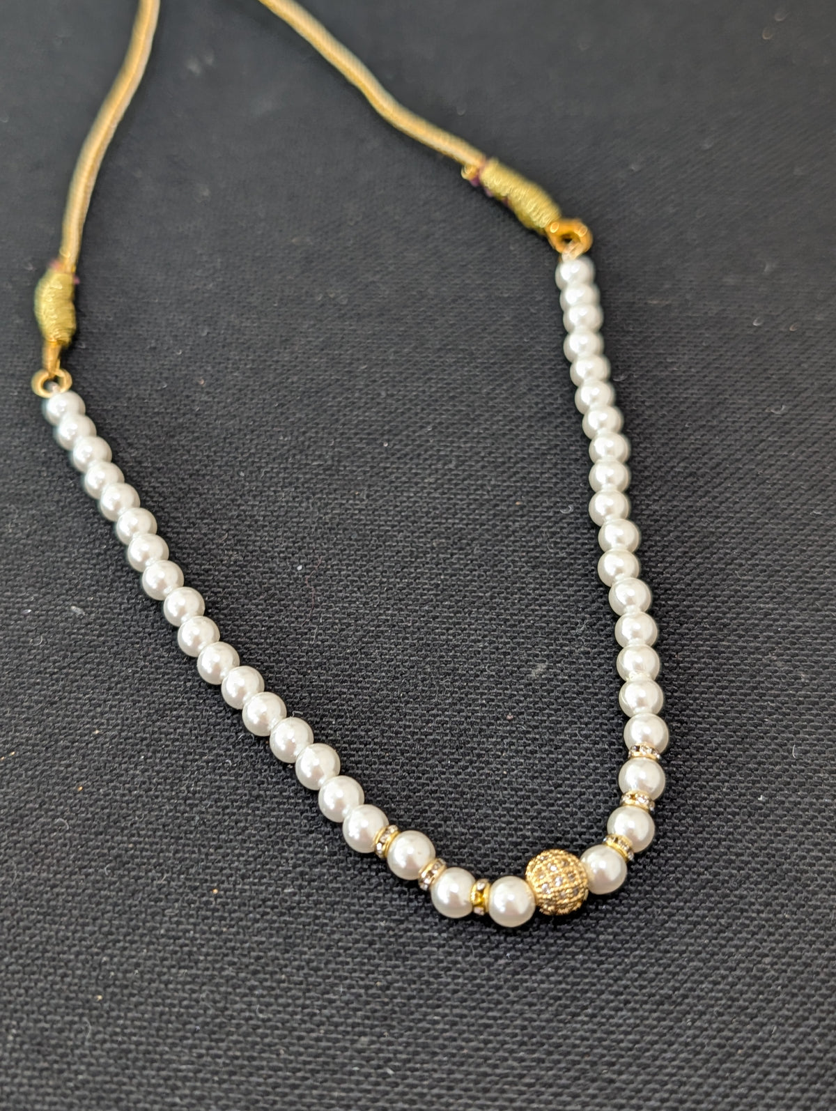 Faux pearl CZ ball bead Choker necklace