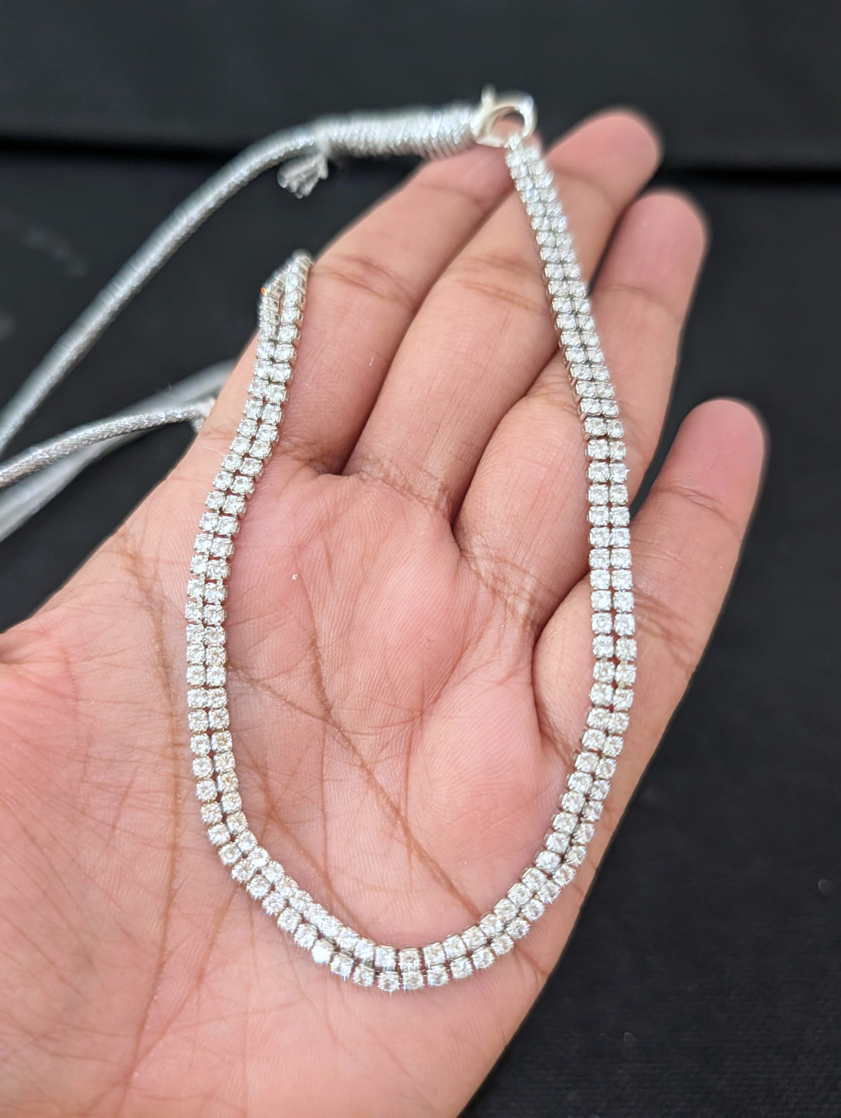 Diamond look dual line CZ Choker necklace