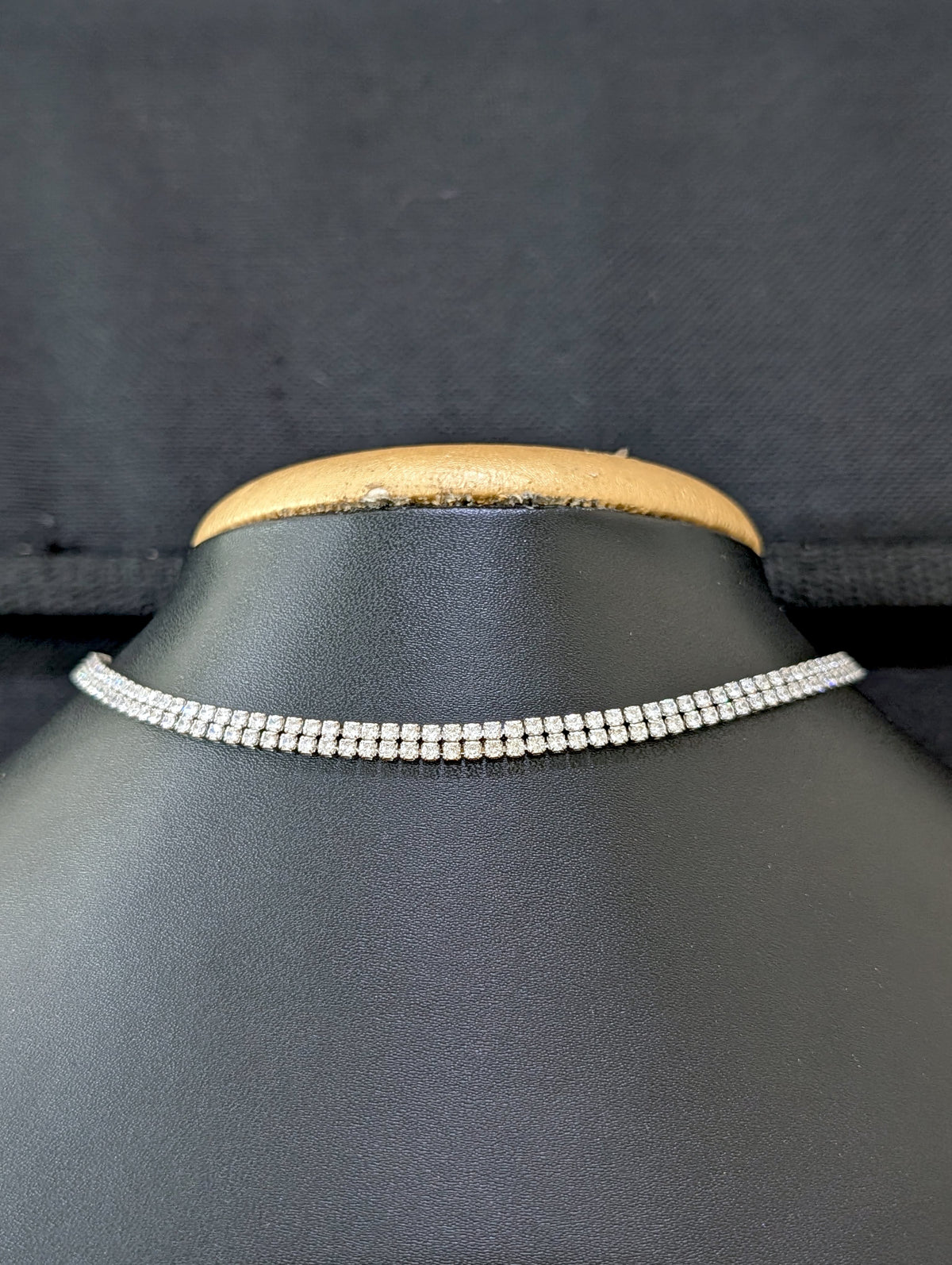 Diamond look dual line CZ Choker necklace