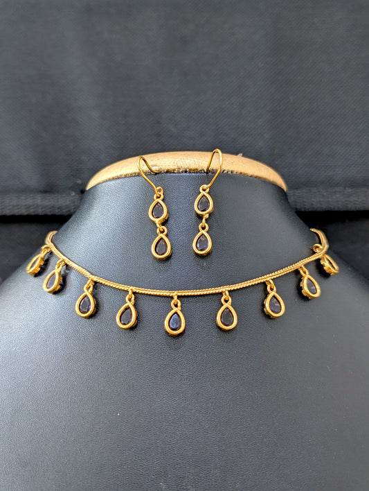 Minimalistic Teardrop CZ Choker Necklace set - Simpliful