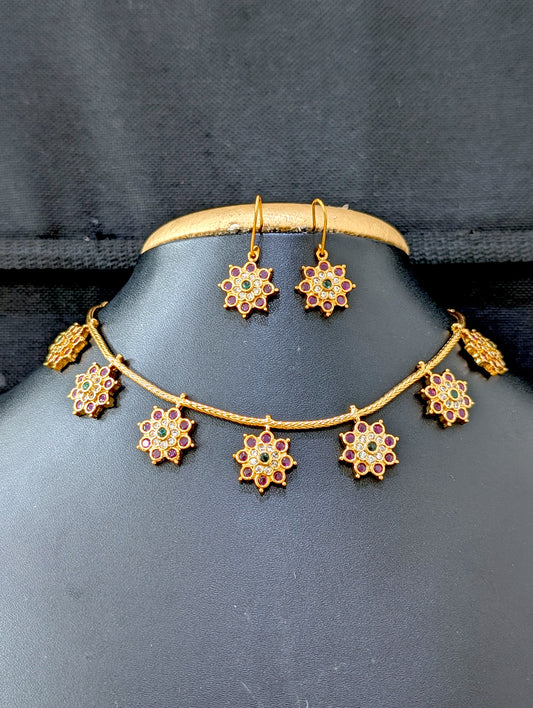 Minimalistic Kemp CZ Choker Necklace set - Simpliful