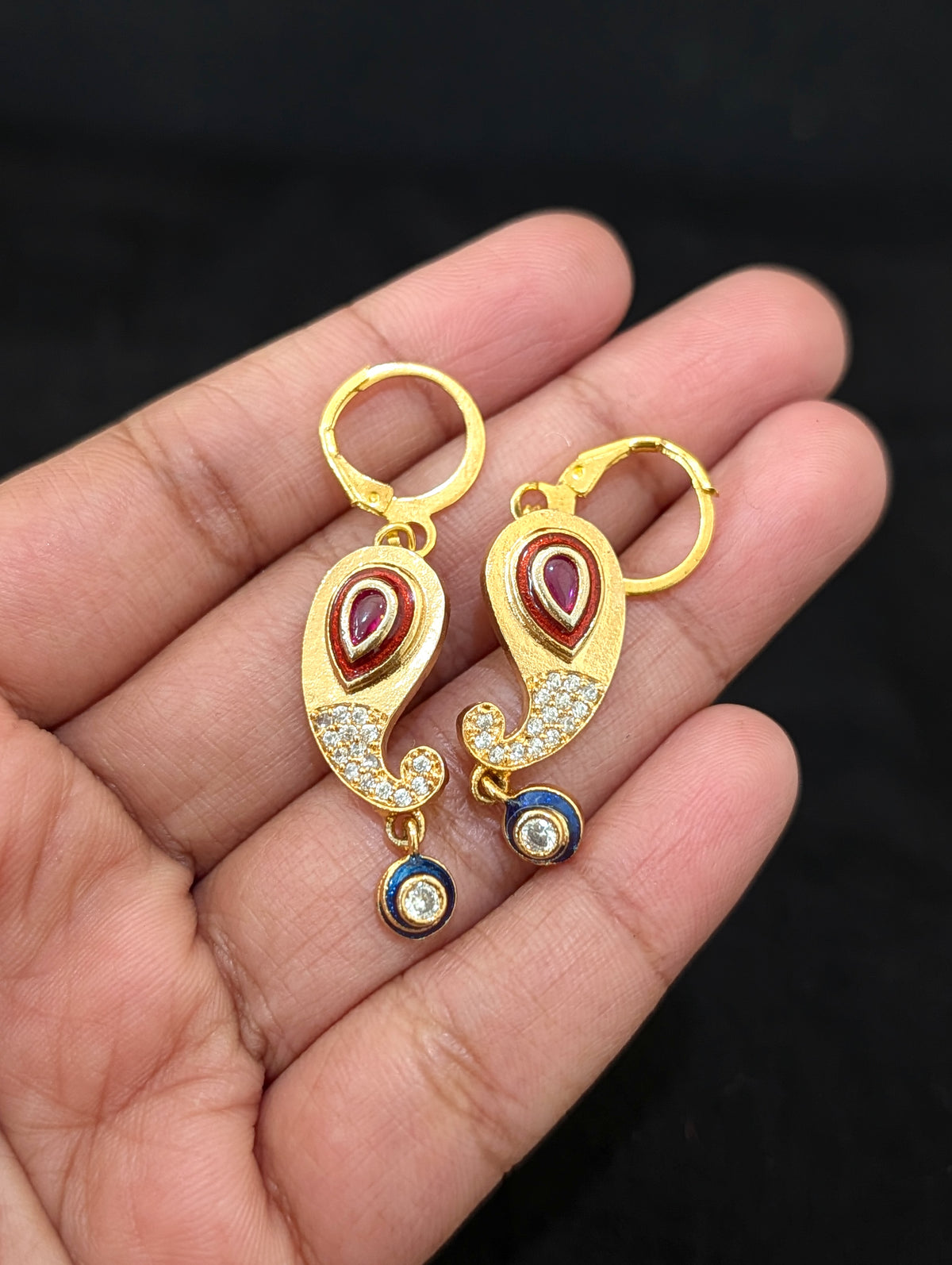 Mango design Enamel ring style drop earrings