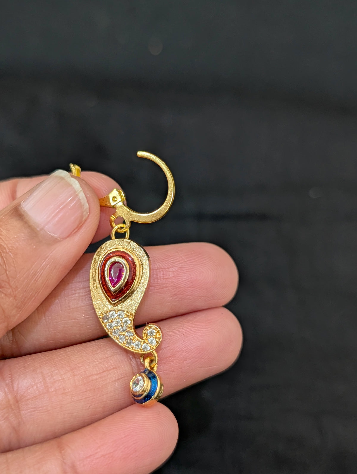 Mango design Enamel ring style drop earrings