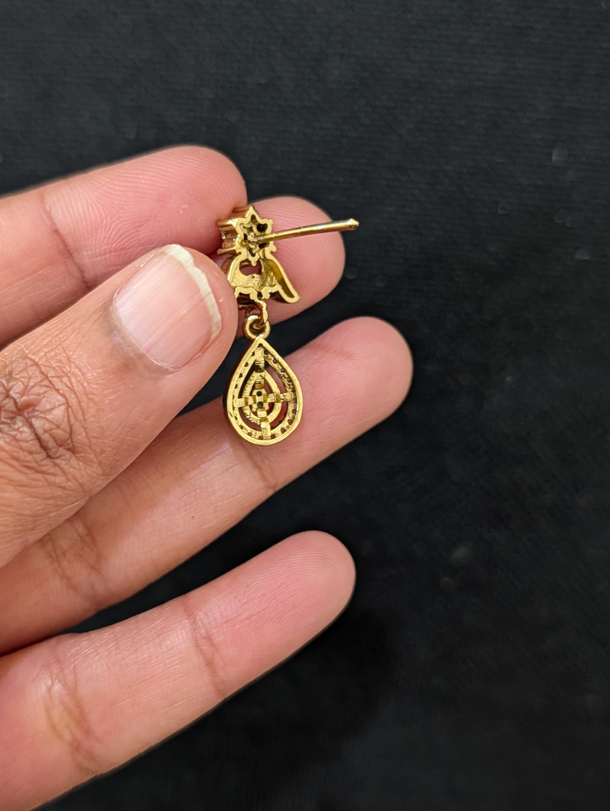 Mehandi gold plated Flowery CZ Earrings