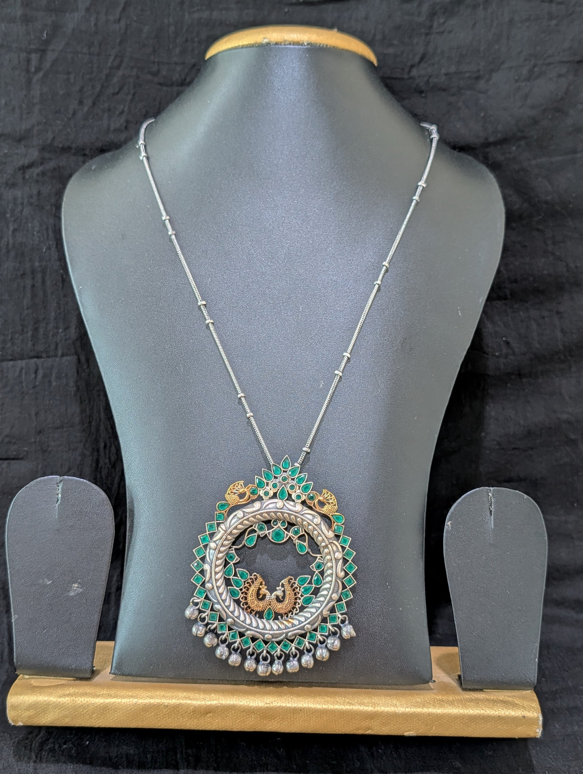 Peacock design Ghunghru bead Dual tone Oxidized Silver Necklace