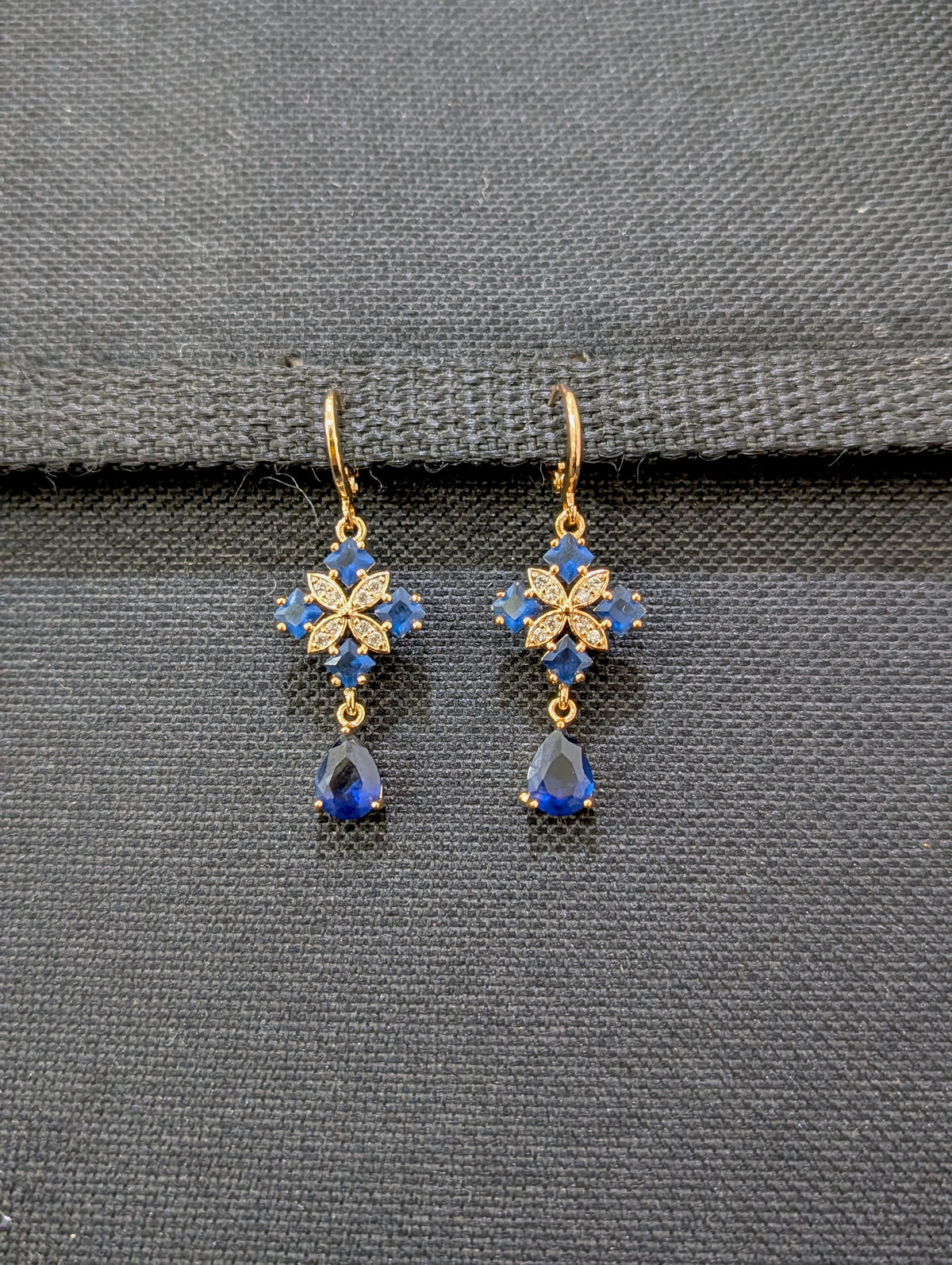Diamond Flower design CZ stone ring style drop earrings - Simpliful