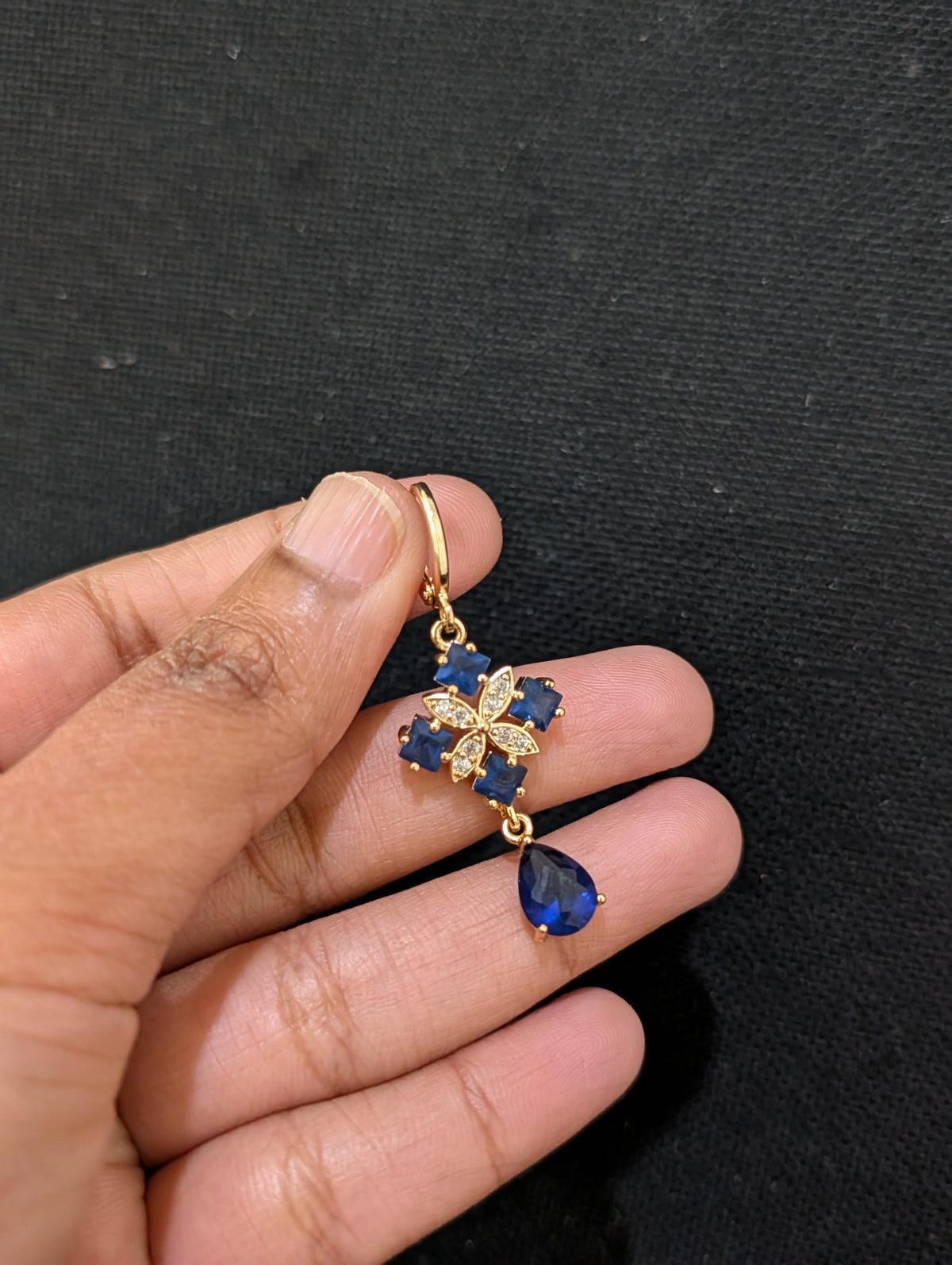 Diamond Flower design CZ stone ring style drop earrings - Simpliful