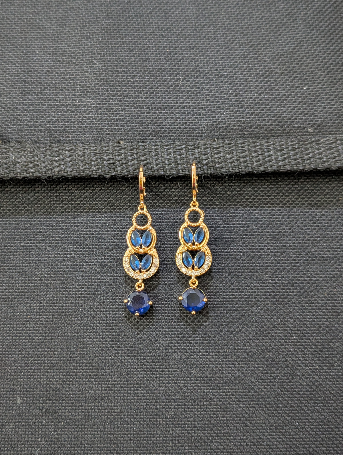 Leaf design CZ stone ring style drop earrings - Simpliful