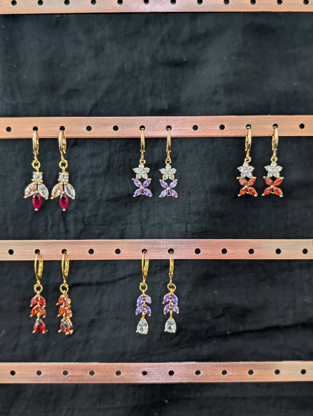 CZ small hoop dangle earrings - Gold plated - Simpliful