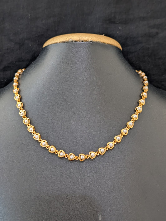 Single strand Heart shape Pearl Choker Necklace - Simpliful