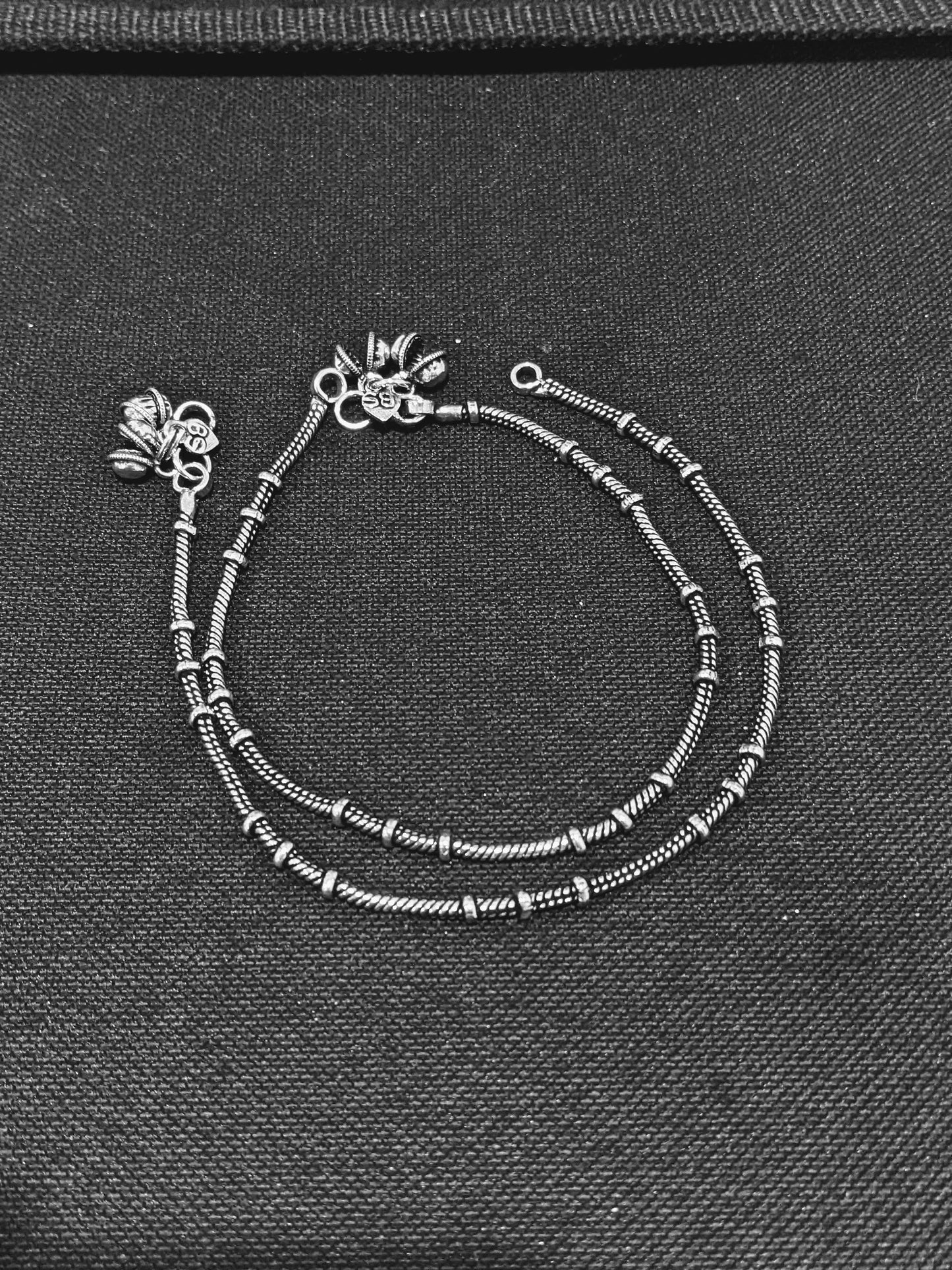 Oxidized Silver lined simple Anklets - Simpliful