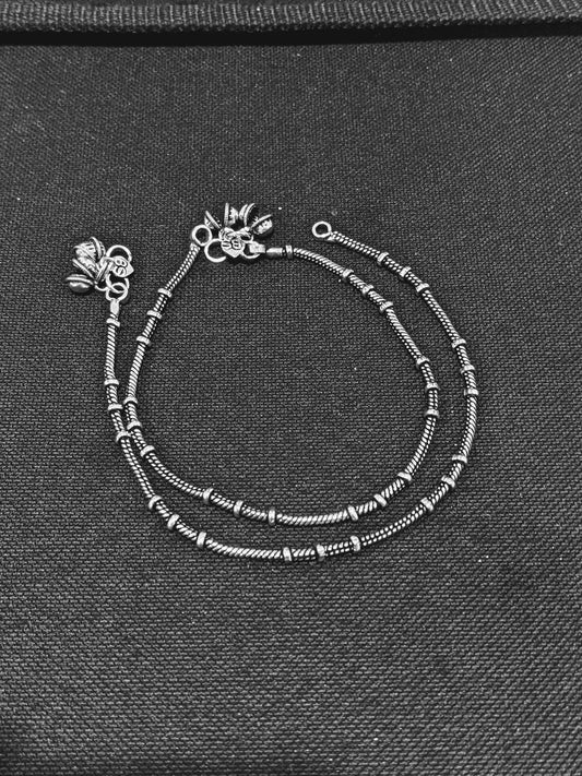 Oxidized Silver lined simple Anklets - Simpliful