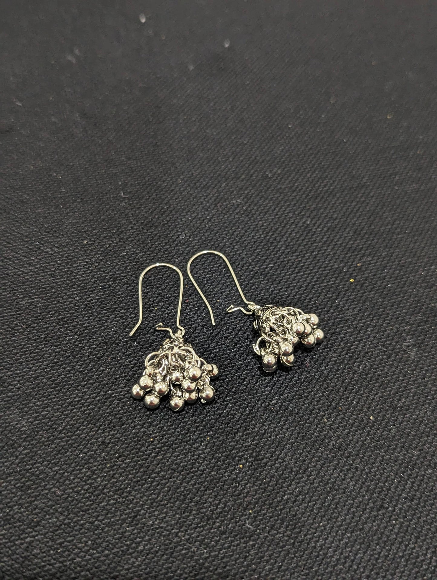 Oxidized Silver Hoop small Jhumka earrings