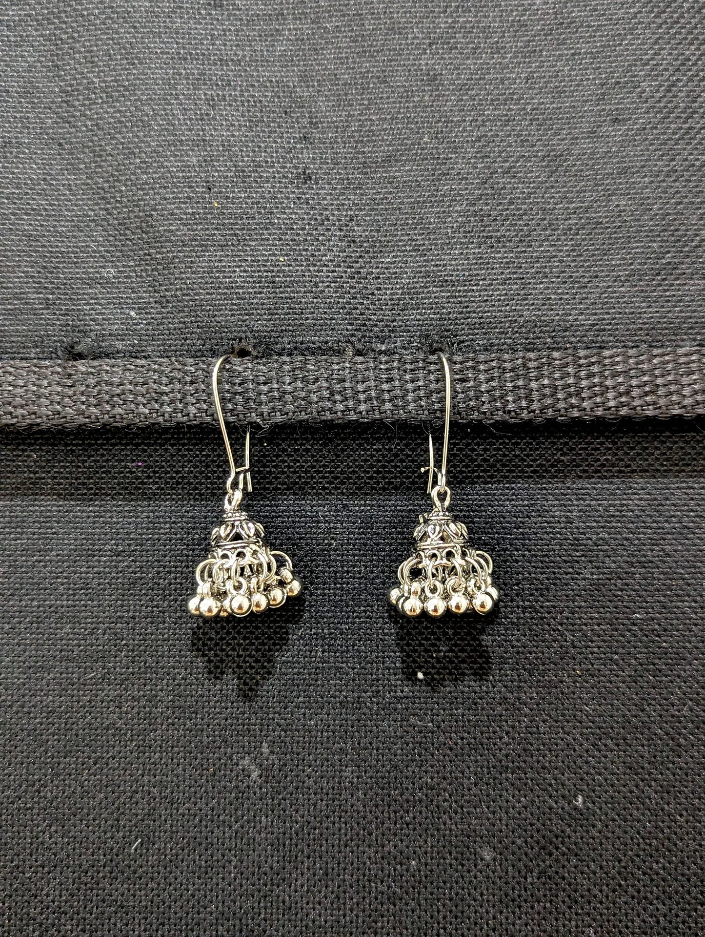 Oxidized Silver Hoop small Jhumka earrings