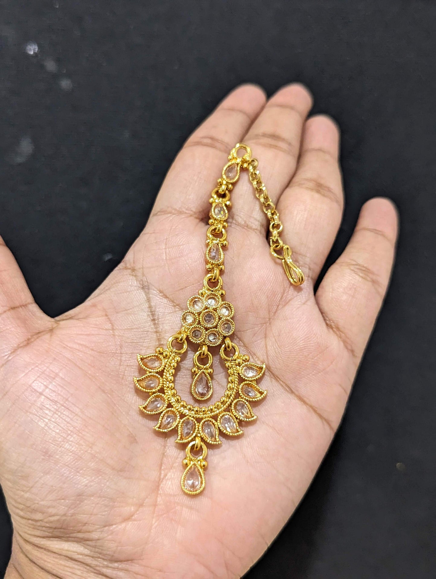 Mango design Polki Maang Tikka