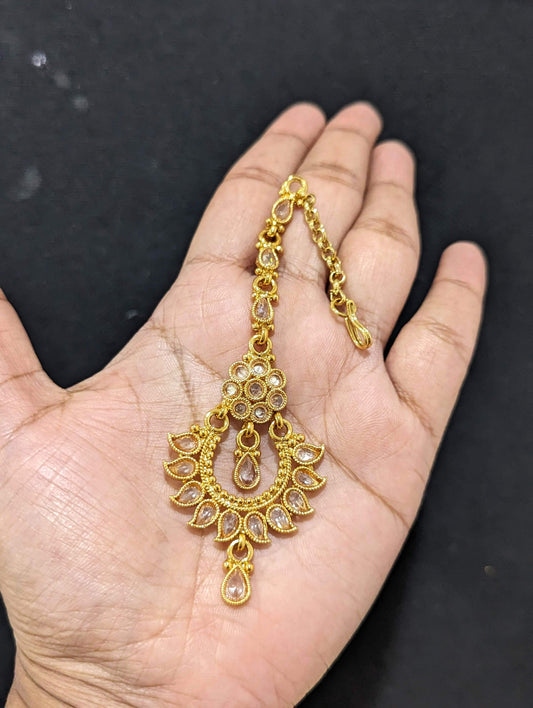 Mango design Polki Maang Tikka