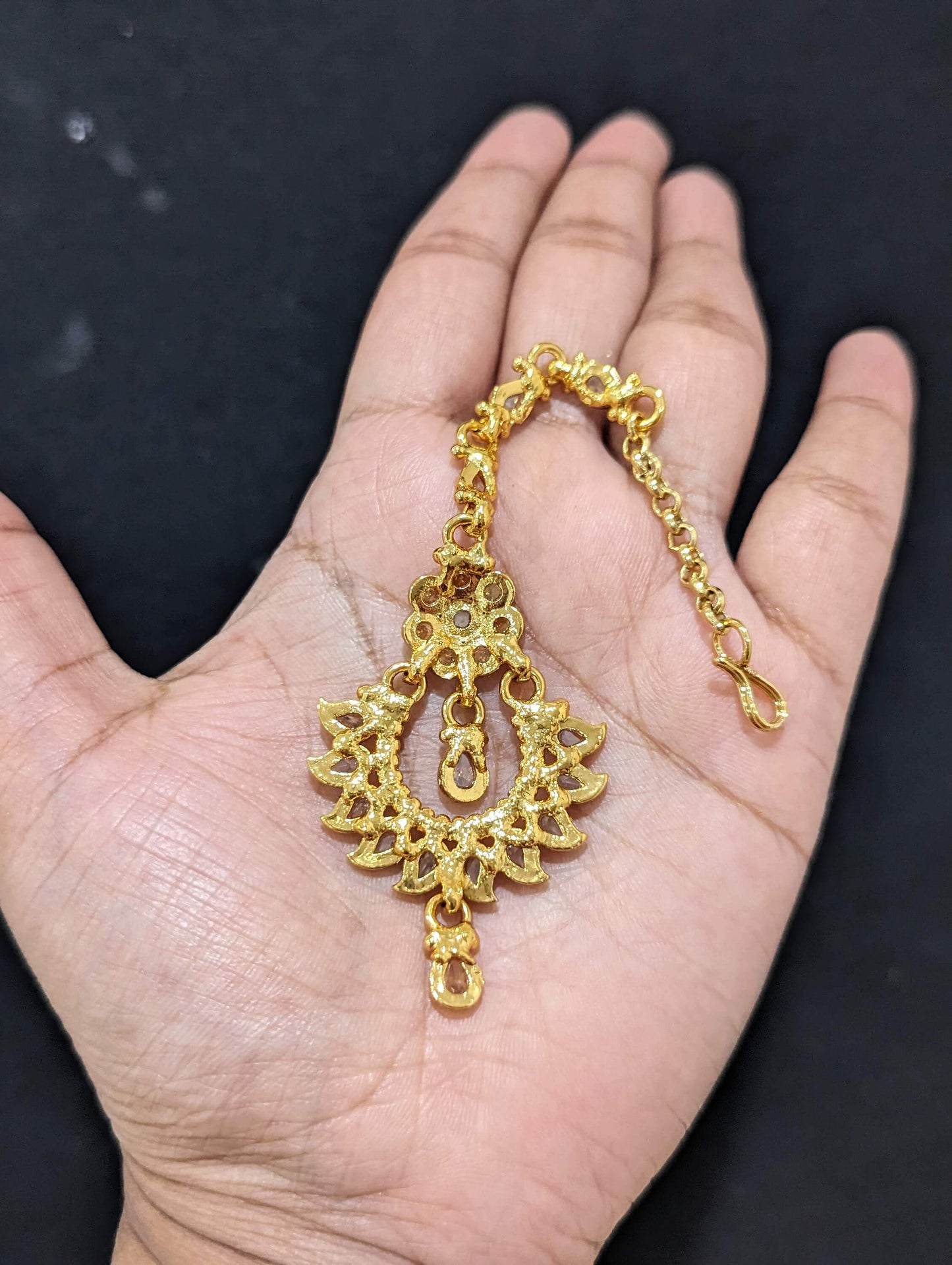 Mango design Polki Maang Tikka