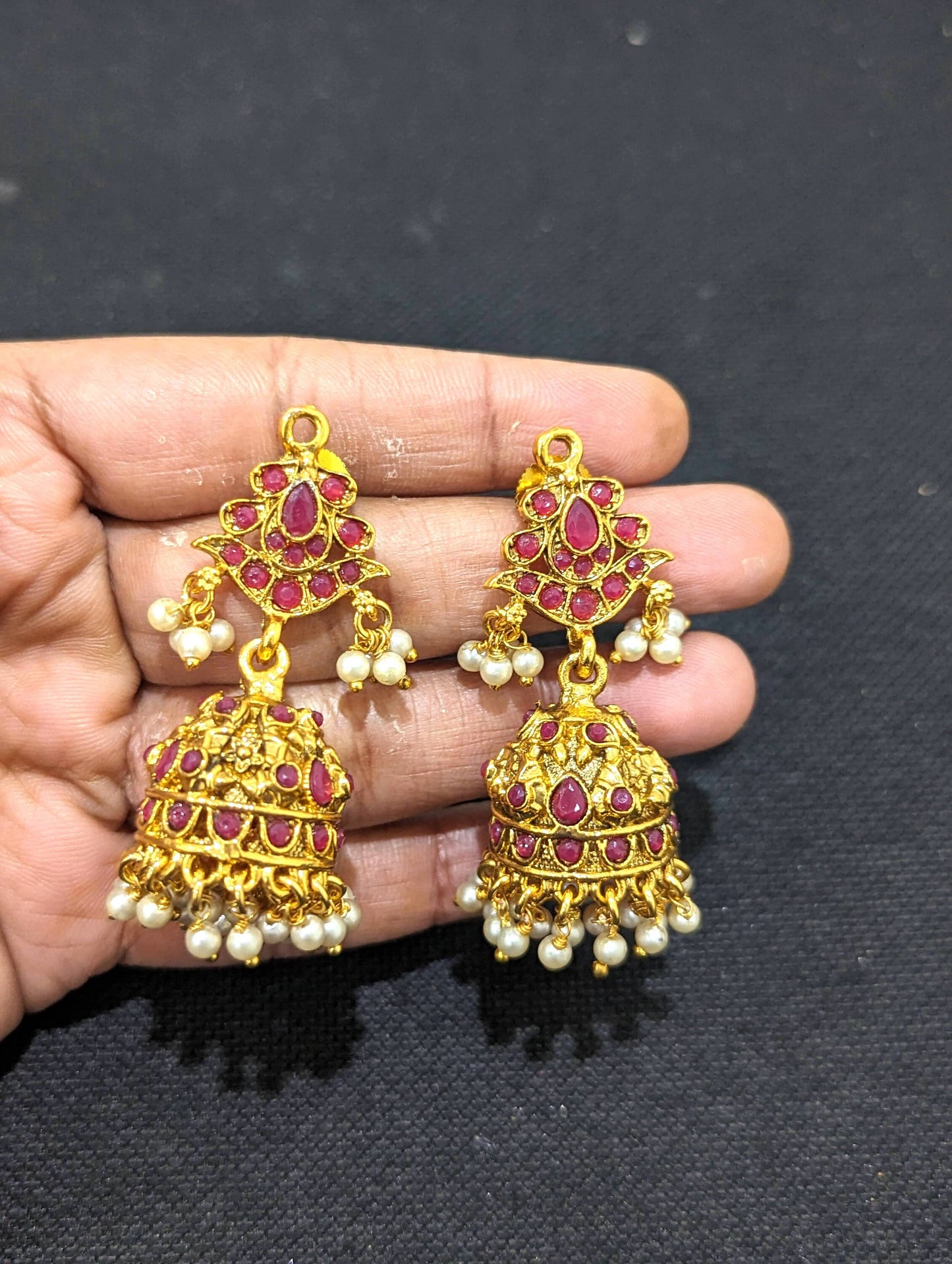 Guttapusalu Peacock Kemp stone Long Necklace and Earrings set