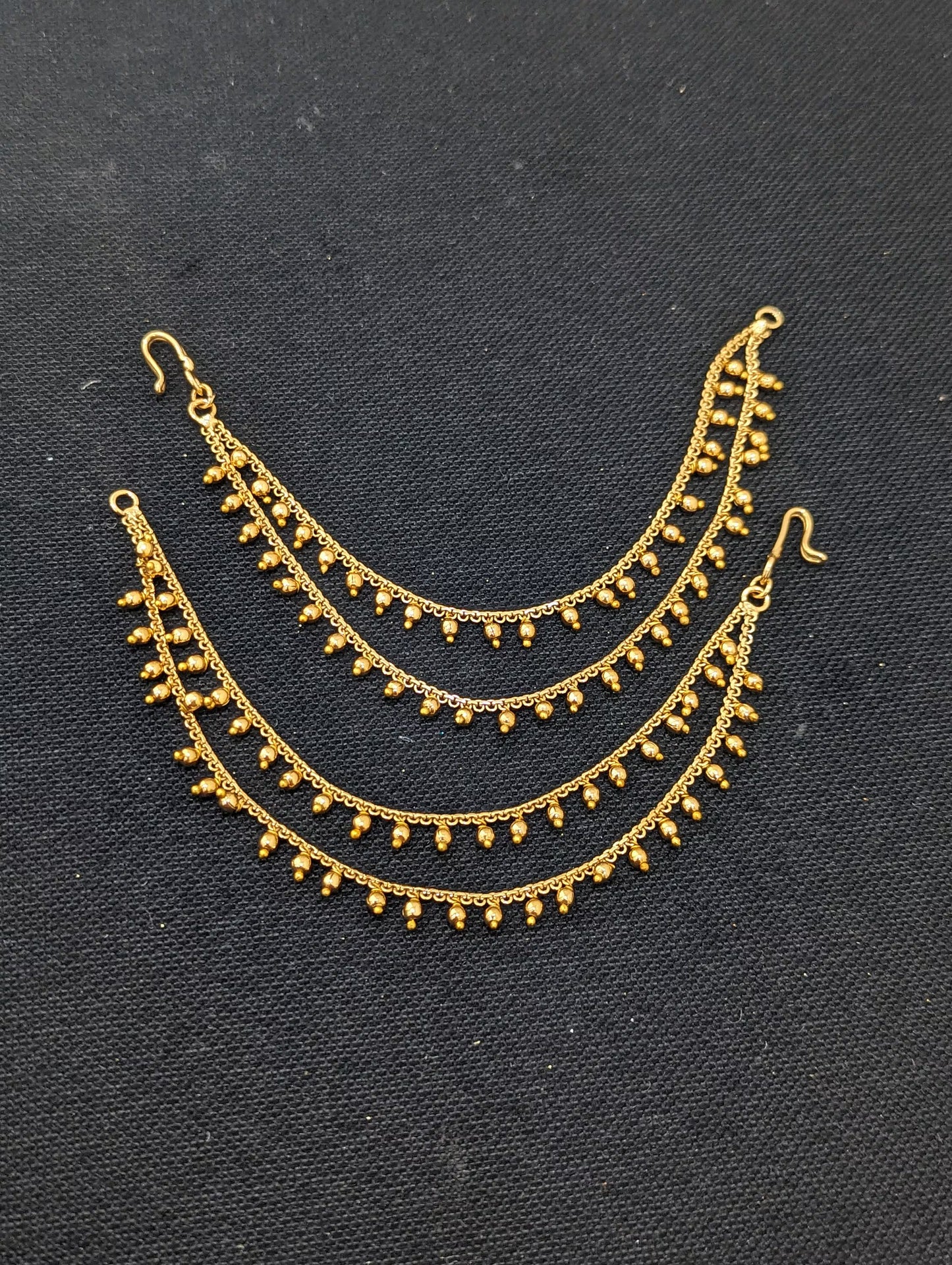 Gold bead dangle Double layer Earrings chain / Maatal / Kaan Chain - Simpliful