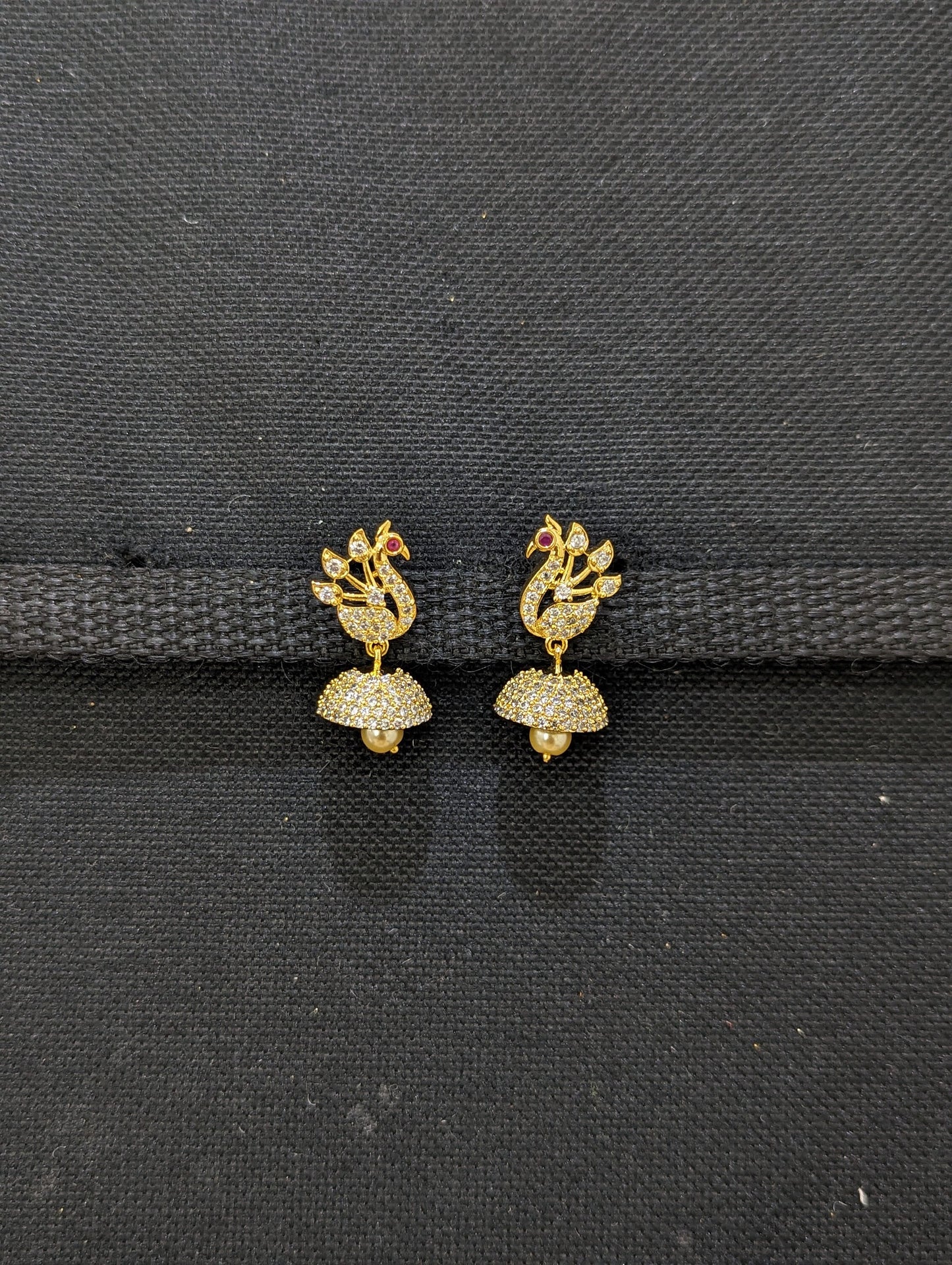 Small CZ Jhumka Earrings - D8 - Simpliful