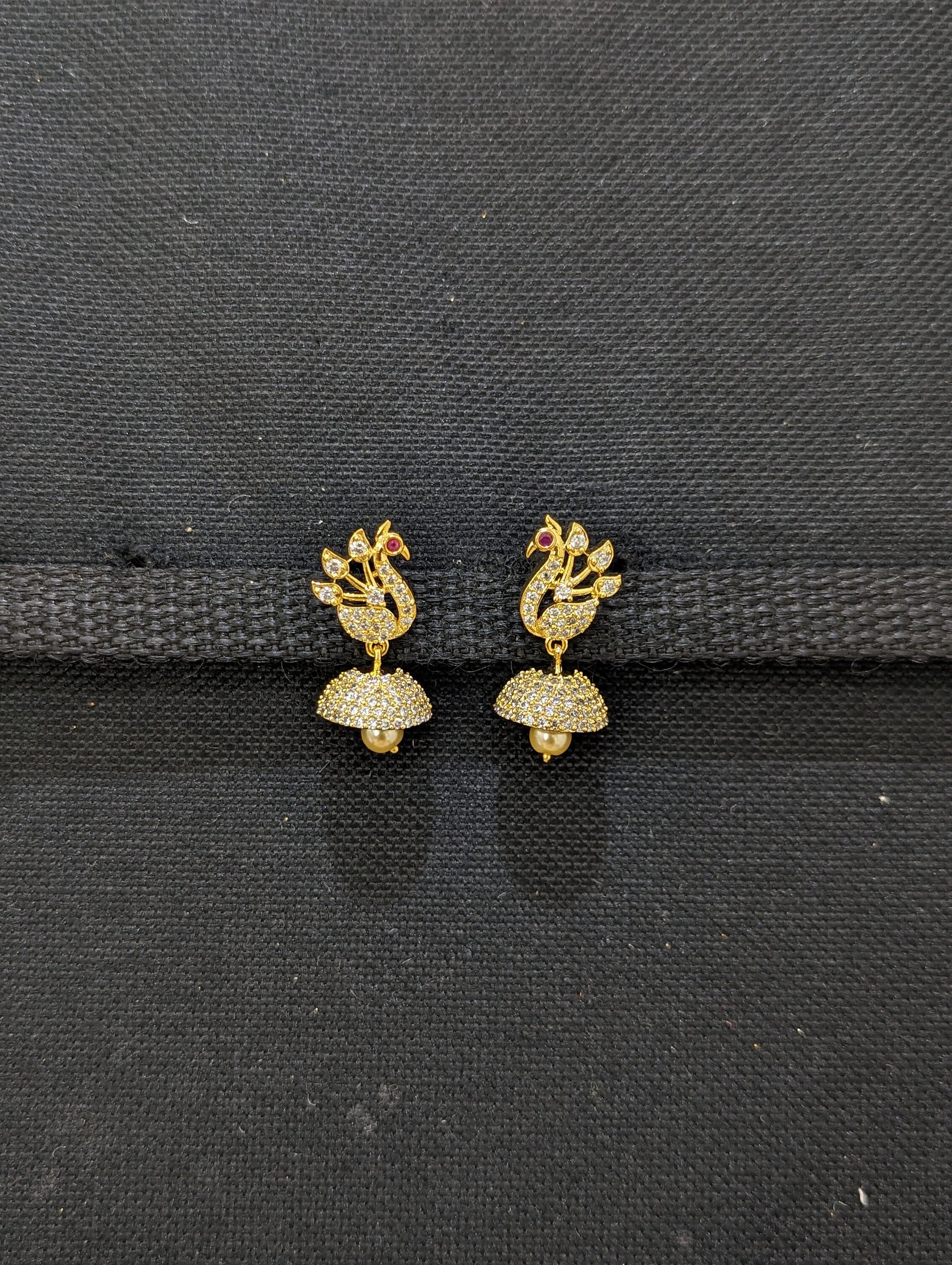 Small CZ Jhumka Earrings - D8 - Simpliful