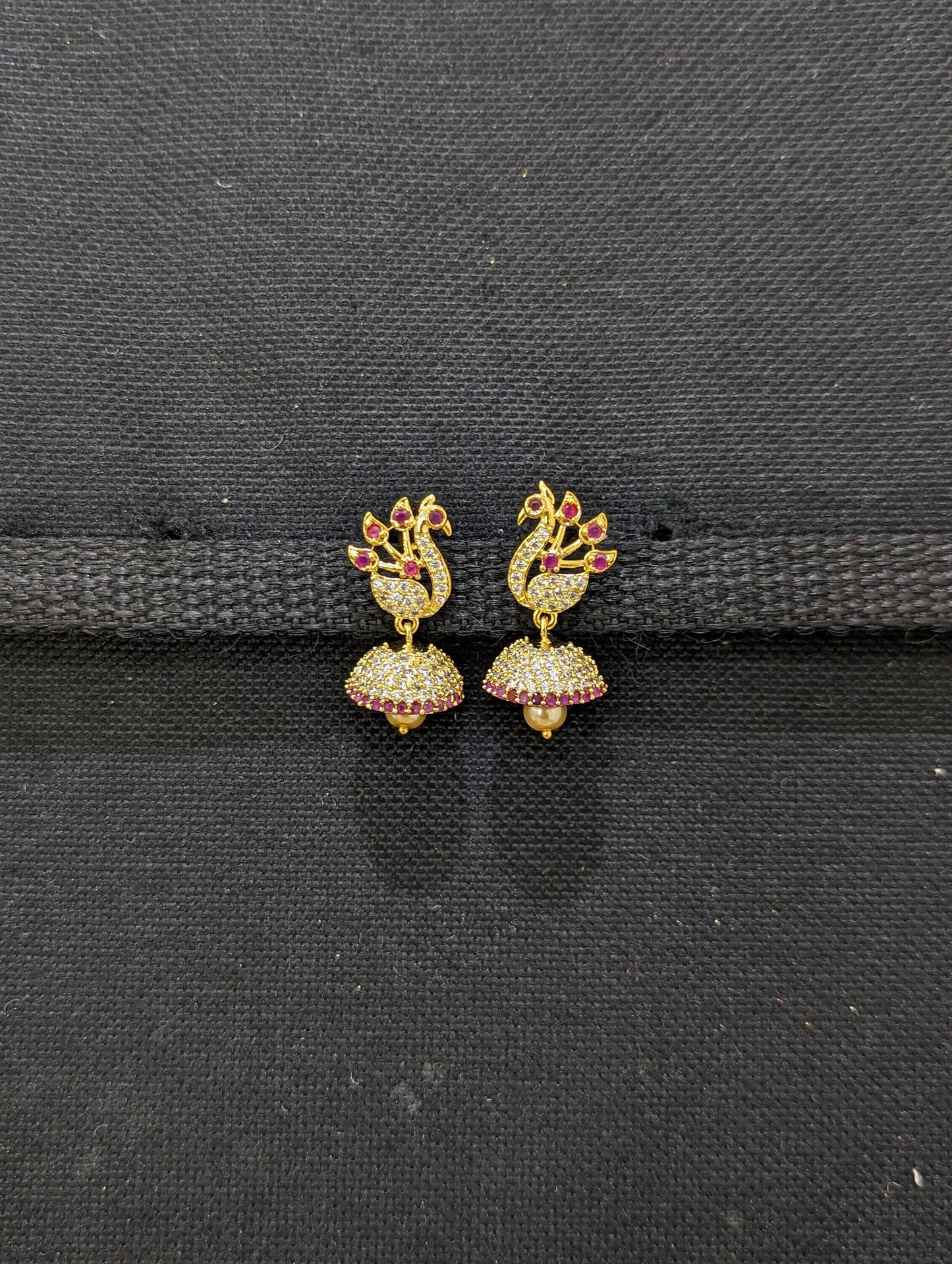 Small CZ Jhumka Earrings - D8 - Simpliful