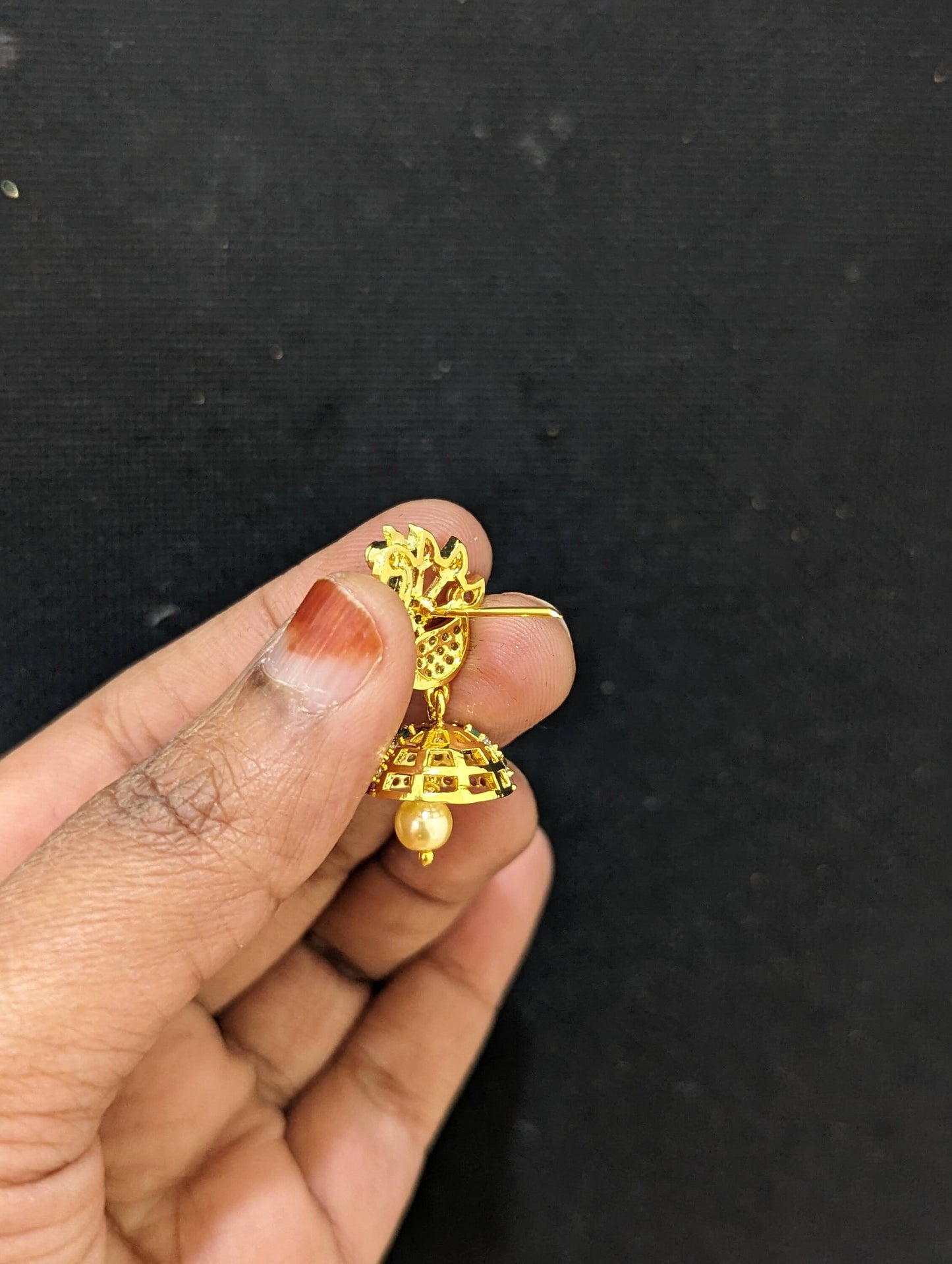 Small CZ Jhumka Earrings - D8 - Simpliful