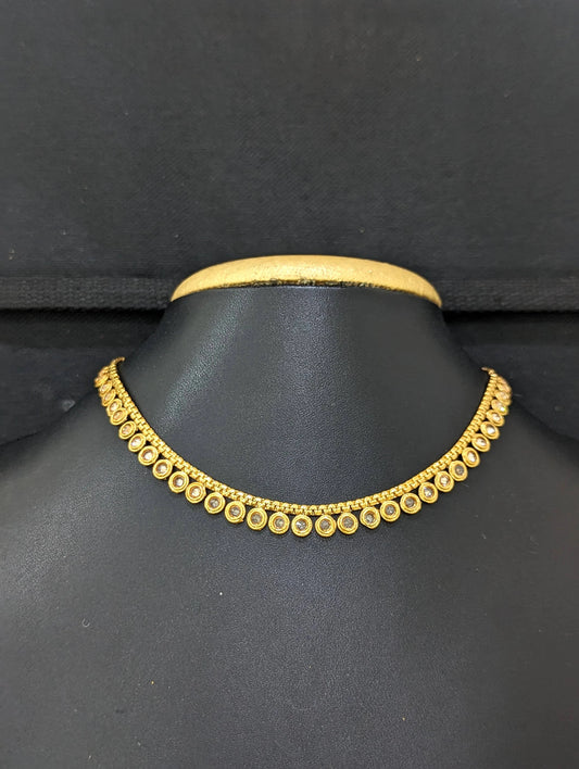 Polki stone Gold plated Casual Choker Necklace